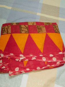 Vibrant red and Orange Saree