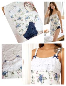 Floral Print Nightgown with Lace Trim