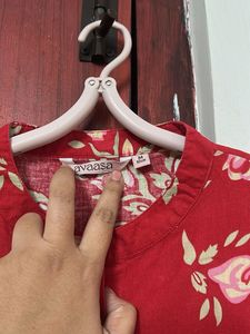 Red Floral Print Top