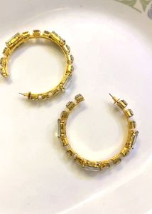 Gold Hoop Earrings with Crystals