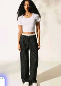 Chic Pinstripe Wide Leg Pants