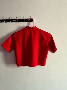 S Size Red Half Sleeve Crop Top