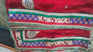 Red &amp; Multicolor Embroidered Saree With Blouse