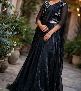 Elegant Black Saree with Embellished Blouse