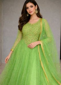 Vibrant Green Embroidered Kurta Set