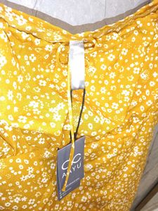Yellow Floral Print Midi Dress (size-M)