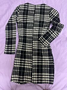 Chic Black &amp; White Plaid Wrap Dress