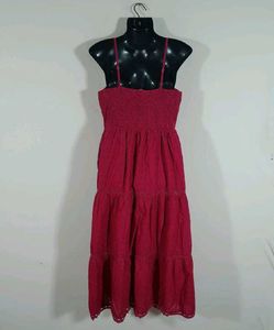 Rose pink schiffli midi dress