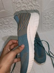 Teal Knit Lace-Up Sneakers