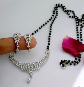 925 Silver Manglasutra With Studs