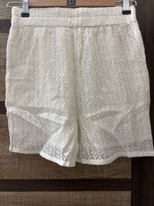 Sheer Lace Button-Up Blouse &amp; shorts