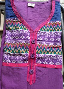 S Size Super Comfy Purple Cotton Kurti.No Flaws