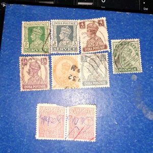 7 Vintage British India Postage Stamps Collection