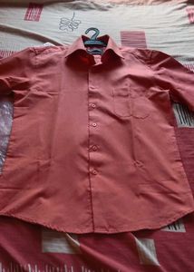 Men's Peach Cotton Casual Shirt
