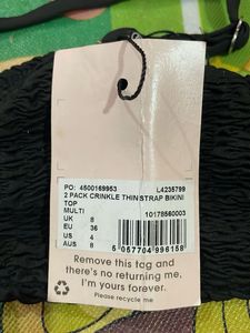 Black Textured Smocked Bikini Top