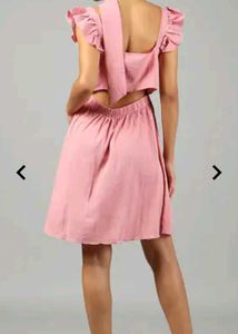 Chic Pink A-Line Dress with Bow Detail