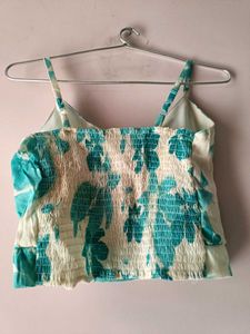 White &amp; Teal Floral Kurta Set