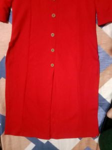 Chic Red Button-Down Kurta