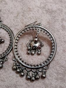 Boho Hoop Earrings with Tassel Charms