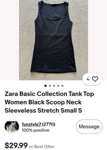 ZARA Sleek Black Square Neck Tank Top
