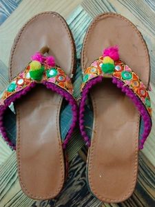 Embroidered Mirror Detail Sandals