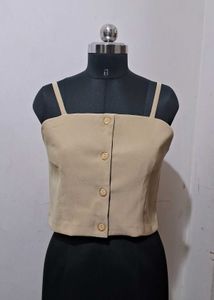 Not Khaki but Flax yellow Chic Beige Button-Up Cro
