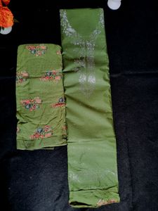 Cotton Semi-stitched Suit Printed Bottom N Dupatta