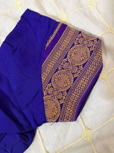 Vibrant Green &amp; Purple Silk Saree