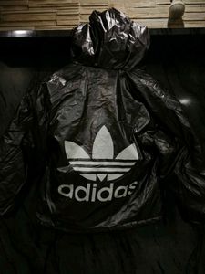 Shiny Black Hooded Jacket