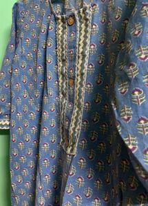 Blue Printed Kurta With Pants