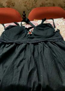 Chic Black Lace-Up Mini Dress size-24