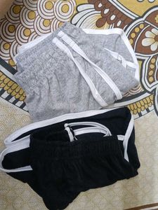 black and grey combo shorts set