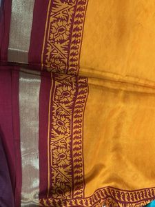 Vibrant Orange Saree with Maroon Border