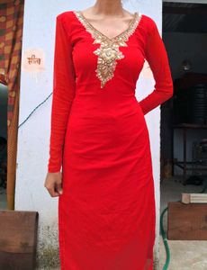 90s Bollywood Style Red Kurti