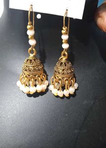 Elegant Jhumka Earrings with Pearls