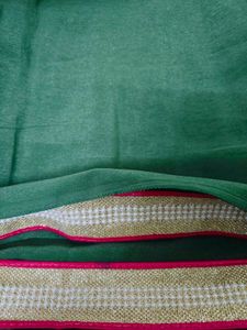 Elegant Green partywear Saree with Pink Border
