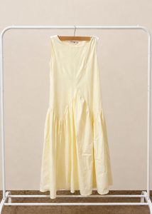 Light Yellow Sleeveless Midi Dress