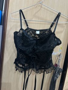 Tiger Mist Black Lace Corset Top See defects