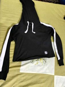 Crop Hoodie with Stripes