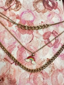 Layered Rainbow Charm Necklace