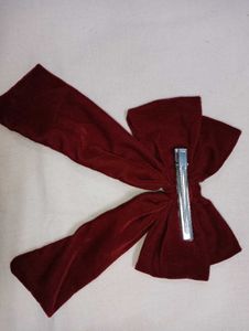 Elegant Burgundy Velvet Bow Hair Clip