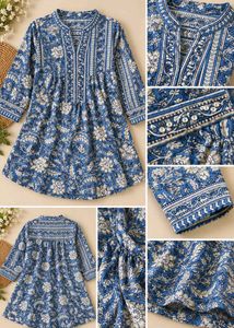 Blue Floral Print Kurta