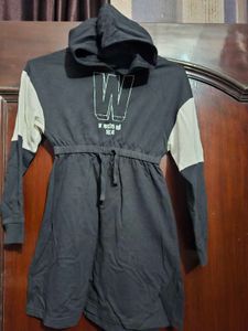 Kids Black &amp; White Hooded Dress