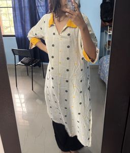 yellow collared Kurta