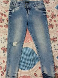 Blue Distressed Denim Jeans