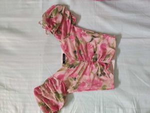 Chic Floral Ruched Crop Top