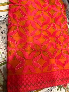 Brasso Saree.. With Boat Nack Blouse. Only Worn On