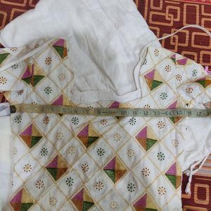 Used white embroided stitched salwar