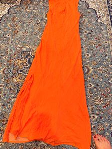 asos Vibrant Orange Saree with Floral Print