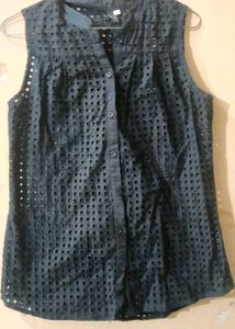 Stylish Sleeveless Eyelet Top